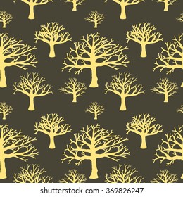 Seamless background of silhouettes of trees.