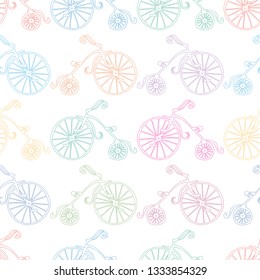 Seamless background of silhouettes of vintage bicycles
