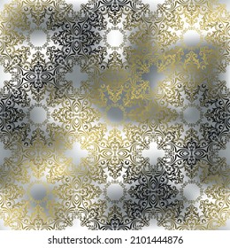 Nahtloser Hintergrund der Silber-Farbe im Barockstil. Damast-Tapete.