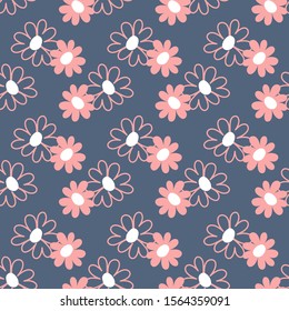 Seamless background. Simple flat floral motif . Suitable for fabrics, Wallpapers, album covers, phone cases and other surfaces. Vector outlines and silhouettes
