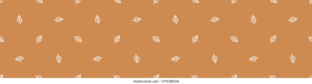 Seamless background simple forest leaf gender neutral baby border pattern. Simple whimsical minimal earthy 2 tone color. Kids nursery decor edging fashion ribbon trim.