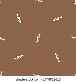 Seamless background simple forest tree gender neutral baby pattern. Whimsical minimal earthy 2 tone color. Kids nursery wallpaper or boho woodland nature fashion all over print.