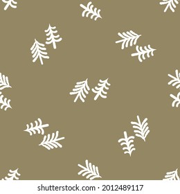 Seamless background simple forest tree gender neutral baby pattern. Whimsical minimal earthy 2 tone color. Kids nursery wallpaper or boho woodland nature fashion all over print.