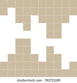 Seamless background with simple geometric shapes similar to Tetris game.Light brown and white