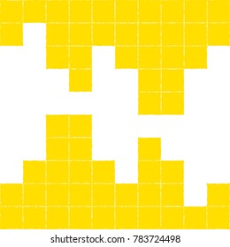 Seamless background with simple geometric shapes similar to Tetris game.Yellow and white