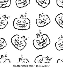 seamless background, simple patterns, illustration of pumpkin symbol halloween crayon lines, black and white color