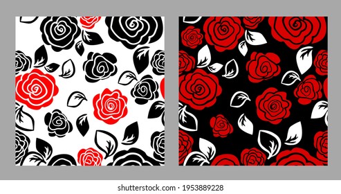 The seamless background is simple roses. Dark and light background. Vector illustration