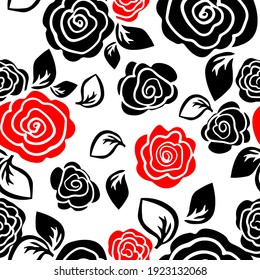 The seamless background is simple roses. Vector illustration
