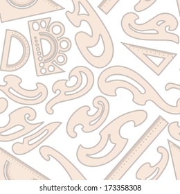 Seamless background of simple vector curve template rulers.
