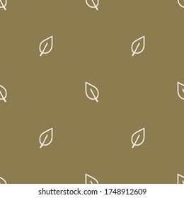 Seamless background single forest leaf gender neutral baby pattern. Simple whimsical minimal earthy 2 tone color. Kids nursery wallpaper or boho woodland nature fashion all over print.