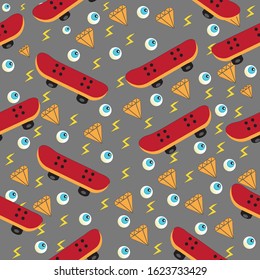 seamless background skateboard and diamond hd eps file