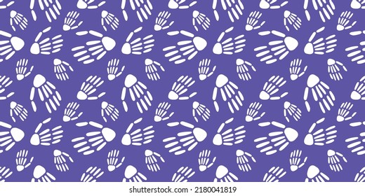  seamless background of Skeleton hands. Bones pattern. Design for Halloween and day of the Dead. Vector illustration