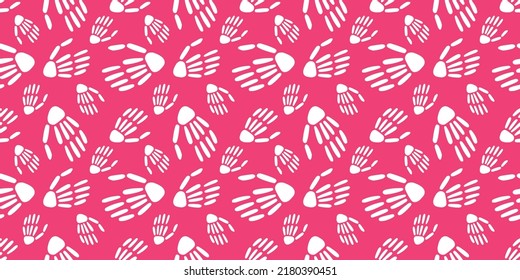  seamless background of Skeleton hands. Bones pattern. Design for Halloween and day of the Dead. Vector illustration