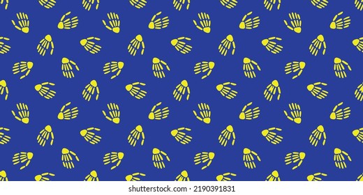  seamless background of Skeleton hands. Bones pattern. Design for Halloween and day of the Dead. Vector illustration