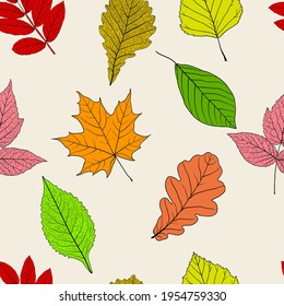 Seamless background with sketch leaves or background.