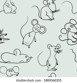 Seamless Background With Sketch Mouse Paper Or Background.