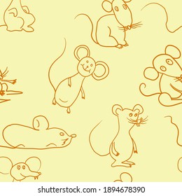 Seamless background with sketch mouse paper or background.
