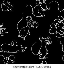 Seamless background with sketch mouse paper or background.