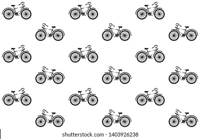 Seamless background of sketches of bikes. Vector illustration