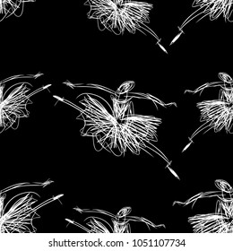 Seamless background of of sketches of dancing ballerinas 
