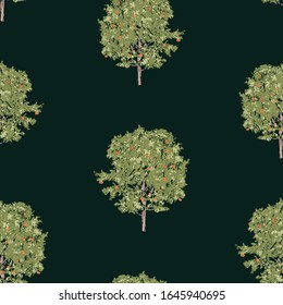 Seamless background of sketches orange trees
