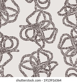 Seamless background of sketches tangled rigging rope 