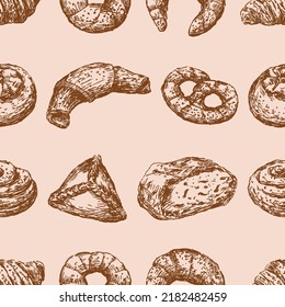 Fondo incomparable de bocetos de varios productos de panadería