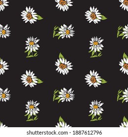 Seamless background of sketches white chamomiles