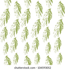 Seamless background with sketchy green leaves. (vector)