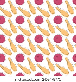 Fondo sin costuras con skittles y bolas de bolos sobre un fondo azul