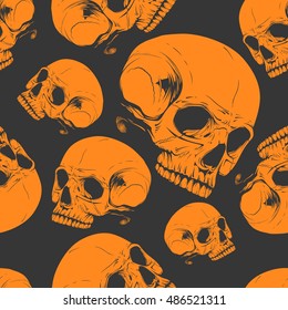 Seamless background with skulls