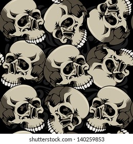 Seamless background with skulls. Vector illustration