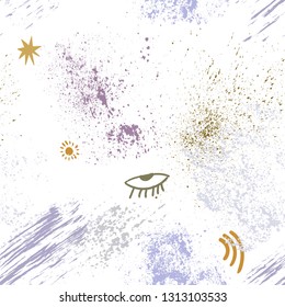 Seamless background of sky with cosmic pattern. White version.