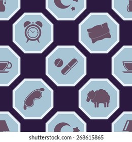 Seamless background with  sleeping icons for your design