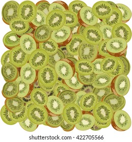 A  seamless background of sliced kiwi fruit.  vector format.