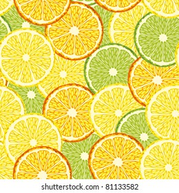 Seamless background with slices of citrus fruit