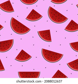 seamless background with slices of watermelon. Vector illustration. design for greeting card and invitation of seasonal summer holiday. summer style	