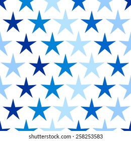 Seamless background with slue stars on white