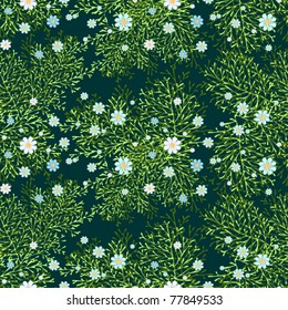 Seamless background with small camomile flowers
