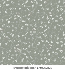 Fondo incomparable con una pequeña huella florística. Textura de planta para el diseño de tela, embalaje, papel pintado y papel. Patrón vectorial monocromo en tono neutro


