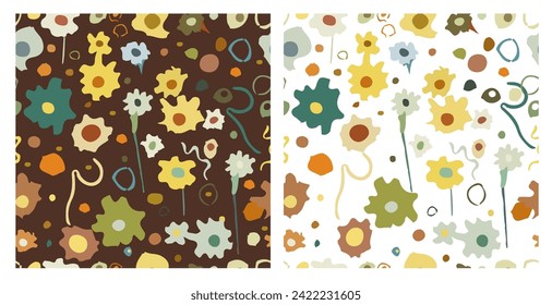Nahtloser Hintergrund von kleinen Blumen. Handzeichnung. Nicht AI, Vektorgrafik