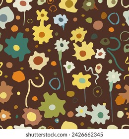 Seamless background of small flowers. hand drawing. Not AI, Vector illustration