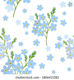 The seamless background is small pink flowers with butterflies. gypsophila pattern. Vector illustration