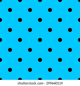 Seamless Background with small Polka Dot pattern. Polka dot fabric. Retro vector background or pattern. Casual stylish black polka dot texture on light blue background.