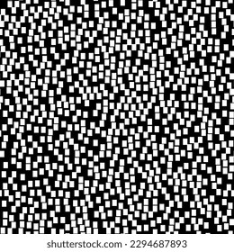 Seamless background of small white rectangles on a black background. Abstract geometric pattern. Minimalistic style. Fabric, wrapping paper