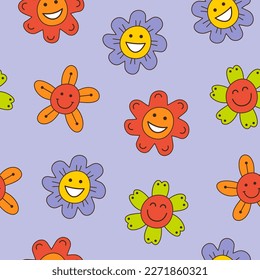 Fondo sin mar, flores sonrisas. Uso multipropósito, concepto botánico. Patrón de superficie repetida.........