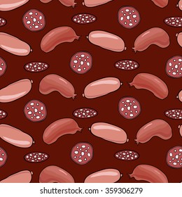 Seamless background with smoked sausages