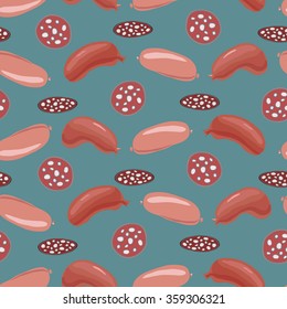 Seamless background with smoked sausages