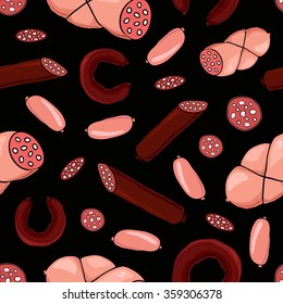 Seamless background with smoked sausages