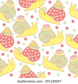 Seamless background with snail pillow